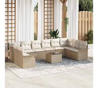 vidaXL Set Divano da Giardino con cuscino 11 pcs Beige Poly Rattan