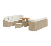 vidaXL Set di divani modulari Grandi da Esterno di con Cuscini Beige in polyrattan, mobili Resistenti agli Agenti atmosferici, Perfetti per Giardini e terrazze, per 6 Persone. Sofà Moderni con Piedi