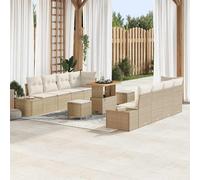 vidaXL Set Divano da Giardino con cuscino 11 pcs Beige polyrattan