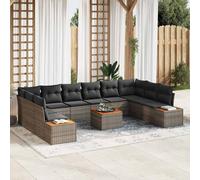 vidaXL Set Divano da Giardino con cuscino 11 pcs Grigio Poly Rattan