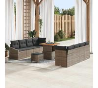 vidaXL Set Divano da Giardino con cuscino 11 pcs Grigio polyrattan
