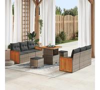 vidaXL Set Divano da Giardino con cuscino 11 pcs Grigio polyrattan