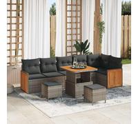 vidaXL Set Divano da Giardino con cuscino 11 pcs Grigio polyrattan