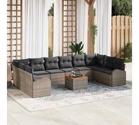 vidaXL Set Divano da Giardino con cuscino 11 pcs Grigio polyrattan