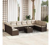 vidaXL Set Divano da Giardino con cuscino 11 pcs Marrone e Crema