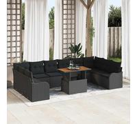 vidaXL Set Divano da Giardino con cuscino 11 pcs Nero