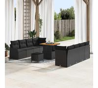 vidaXL Set Divano da Giardino con cuscino 11 pcs Nero 80 x 80 x 71 cm