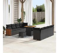 vidaXL Set Divano da Giardino con cuscino 11 pcs Nero 80 x 80 x 71 cm