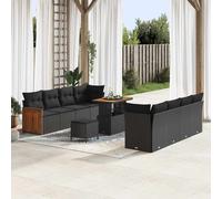 vidaXL Set Divano da Giardino con cuscino 11 pcs Nero 90 x 55 x 71 cm