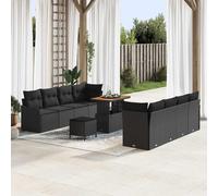 vidaXL Set Divano da Giardino con cuscino 11 pcs Nero 90 x 55 x 71 cm