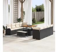 vidaXL Set Divano da Giardino con cuscino 11 pcs Nero e Crema