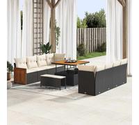 vidaXL Set Divano da Giardino con cuscino 11 pcs Nero e crema