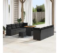 vidaXL Set Divano da Giardino con cuscino 11 pcs Nero polyrattan