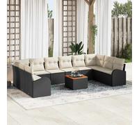 vidaXL Set Divano da Giardino con cuscino 11 pcs Nero polyrattan
