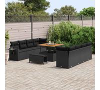 vidaXL Set Divano da Giardino con cuscino 11 pcs Nero polyrattan