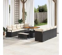 vidaXL Set Divano da Giardino con cuscino 11 pcs Nero polyrattan
