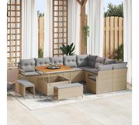 vidaXL Set Divano da Giardino con cuscino 12 pcs Beige e Grigio Chiaro