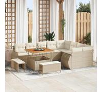 vidaXL Set Divano da Giardino con cuscino 12 pcs beige e panna