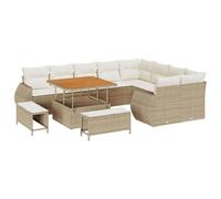 vidaXL Set Divano da Giardino 12 Pezzi con Cuscini Beige polyrattan Acacia mobili da Esterno Resistenti ai Raggi UV per balconi e patii Seduta Confortevole Design Elegante modulare