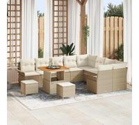 vidaXL Set Divano da Giardino con cuscino 12 pcs Beige polyrattan