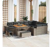 vidaXL Set Divano da Giardino con cuscino 12 pcs Grigio polyrattan