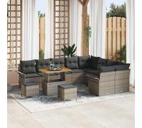 vidaXL Set Divano da Giardino con cuscino 12 pcs Grigio polyrattan