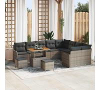 vidaXL Set Divano da Giardino con cuscino 12 pcs Grigio polyrattan
