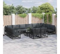 vidaXL Set Divano da Giardino con cuscino 12 pcs Nero Alluminio