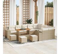 vidaXL Set Divano da Giardino con cuscino 13 pcs Beige e Crema