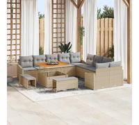 vidaXL Set Divano da Giardino con cuscino 13 pcs Beige Poly Rattan