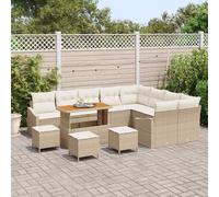 vidaXL Set Divano da Giardino con cuscino 13 pcs Beige Poly Rattan