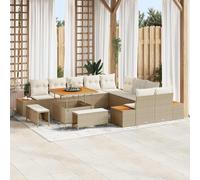 vidaXL Set Divano da Giardino con cuscino 13 pcs Beige Poly Rattan