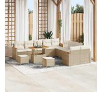 vidaXL Set Divano da Giardino con cuscino 13 pcs Beige Poly Rattan