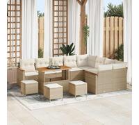 vidaXL Set Divano da Giardino con cuscino 13 pcs Beige Poly Rattan