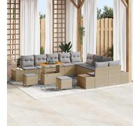 vidaXL Set Divano da Giardino con cuscino 13 pcs Beige polyrattan