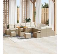 vidaXL Set Divano da Giardino con cuscino 13 pcs Beige polyrattan