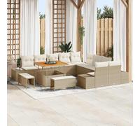 vidaXL Set Divano da Giardino con Cuscino 13 PCS Beige Poly Rattan, Divano modulare per Giardino e terrazza, Tavolo in Acacia, Leggero e Resistente, Perfetto per Esterni