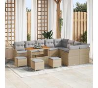 vidaXL Set Divano da Giardino con cuscino 13 pcs Beige polyrattan