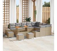 vidaXL Set Divano da Giardino con cuscino 13 pcs Beige polyrattan