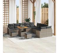 vidaXL Set Divano da Giardino con cuscino 13 pcs Grigio polyrattan