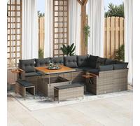 vidaXL Set Divano da Giardino con cuscino 13 pcs Grigio polyrattan
