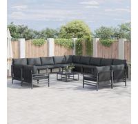 vidaXL Set Divano da Giardino con cuscino 13 pcs Nero Acciaio