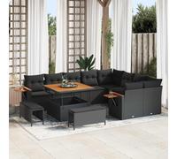 vidaXL Set Divano da Giardino con cuscino 13 pcs Nero polyrattan