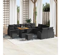 vidaXL Set Divano da Giardino con cuscino 13 pcs Nero polyrattan