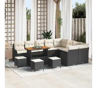 vidaXL Set Divano da Giardino con cuscino 13 pcs Nero polyrattan