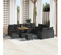 vidaXL Set Divano da Giardino con cuscino 13 pcs Nero polyrattan