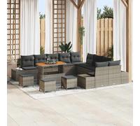 vidaXL Set Divano da Giardino con cuscino 14 pcs Grigio Poly Rattan