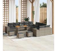 vidaXL Set Divano da Giardino con cuscino 14 pcs Grigio polyrattan