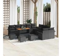 vidaXL Set Divano da Giardino con cuscino 14 pcs Nero