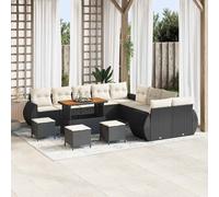 vidaXL Set Divano da Giardino con cuscino 14 pcs Nero e crema